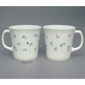 *SET OF 2* Vintage PROVINCIAL BLUE Corning Ware Blue Flowers Coffee/Tea/Cocoa